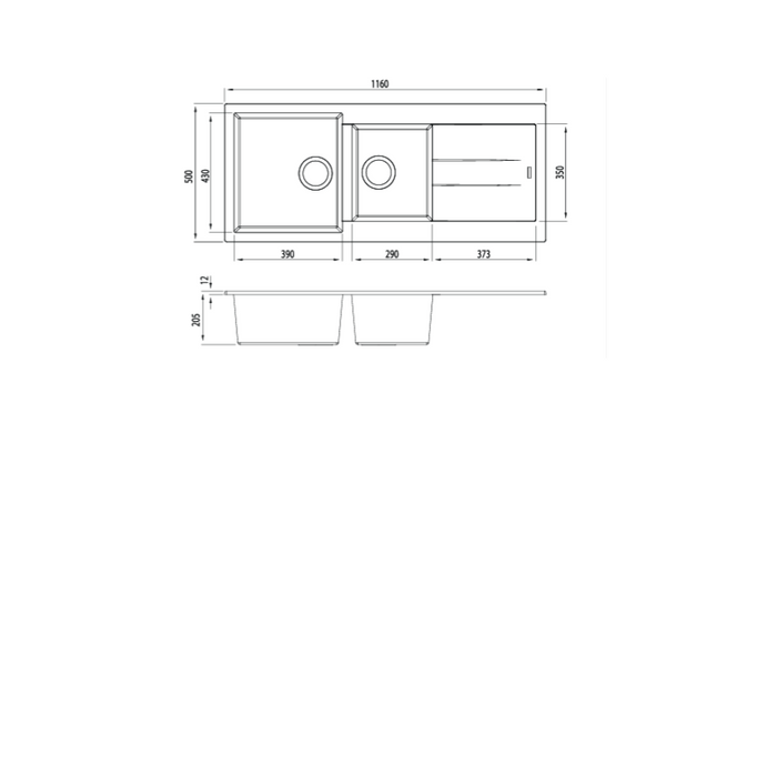 Santorini 1 & 3/4 Bowl Topmount Sink With Drainer