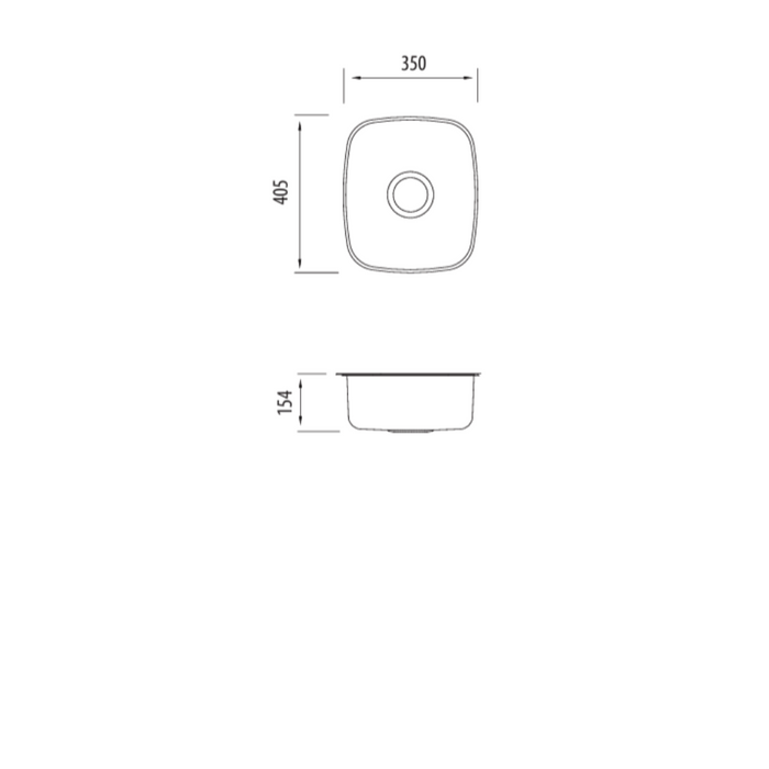 Oliveri Endeavour Standard Bowl Undermount Sink 350 X 405mm