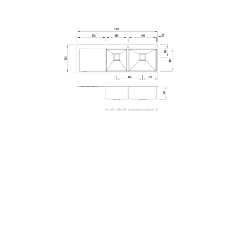 Oliveri Professional Series 1 & 3/4 Bowl Topmount Sink with Drainer L+ ACP141