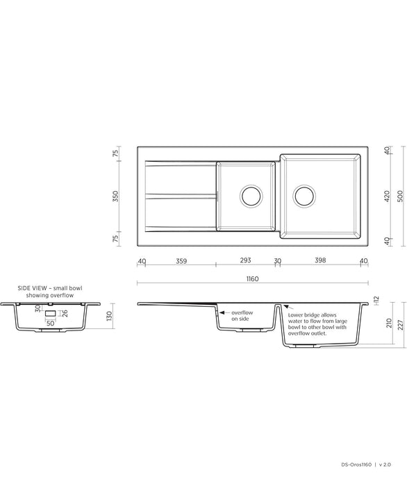 SEIMA Oros 1160 - White Arqstone Sink