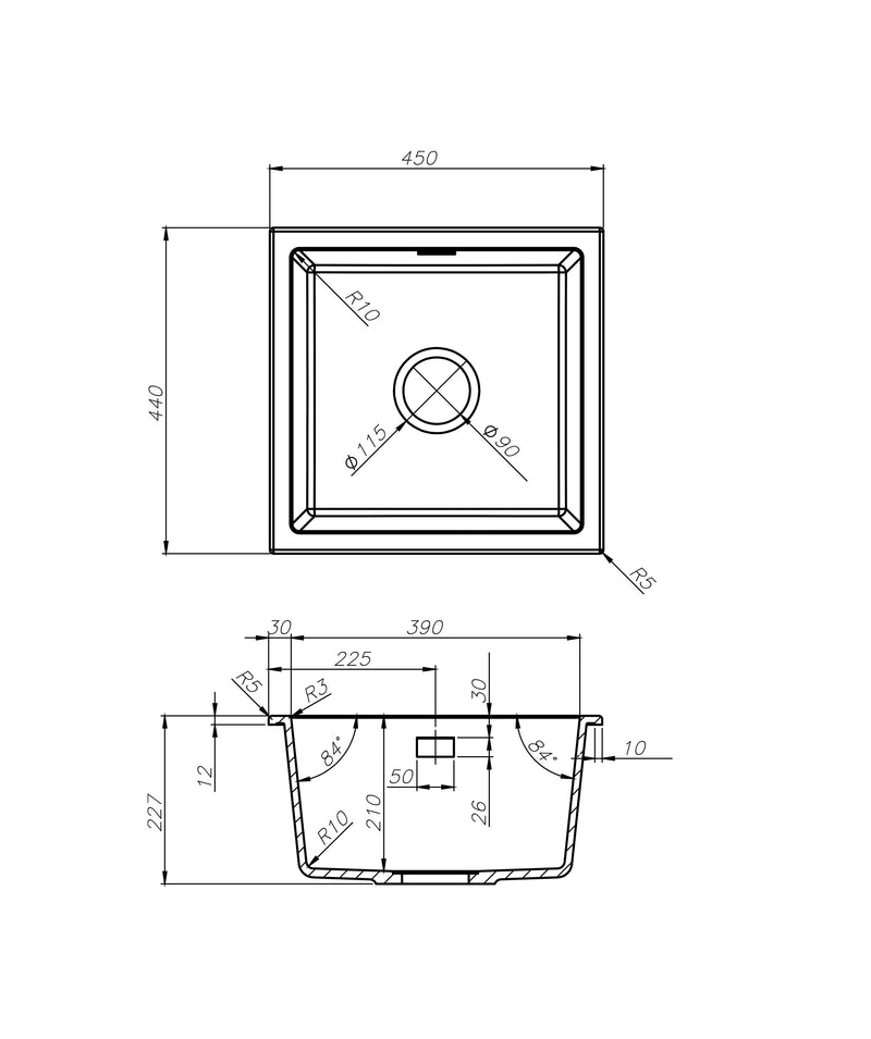 SEIMA Oros 450 - Black & White Arqstone Sink