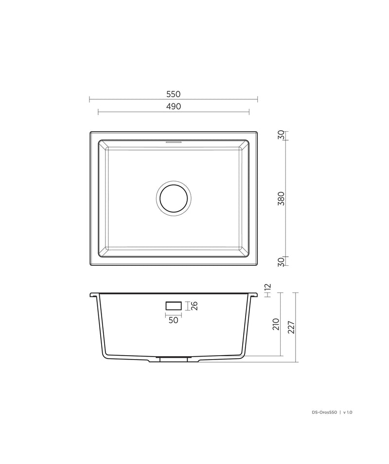 SEIMA Oros 550 - Round Black & White Arqstone sink
