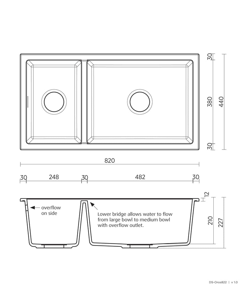 SEIMA Oros 822 - Black & White Arqstone sink