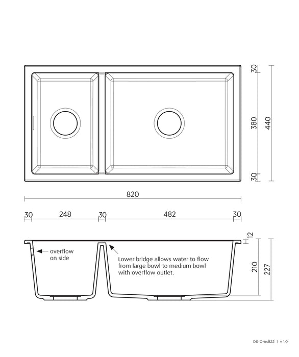 SEIMA Oros 822 - Black & White Arqstone sink