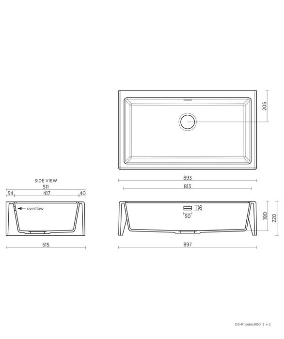 SEIMA Oros 900 - White & Black Arqstone Butler Sink