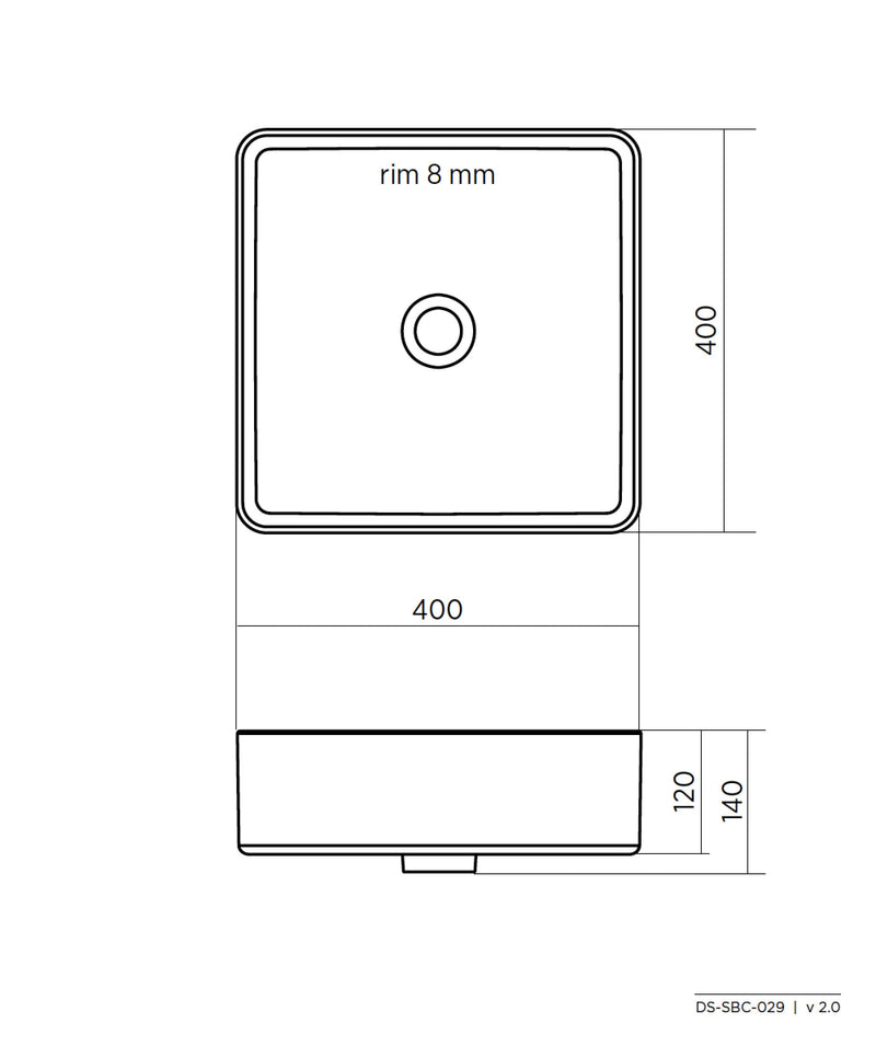 SEIMA Plati 029  Ceramic Above Counter Basin, Square