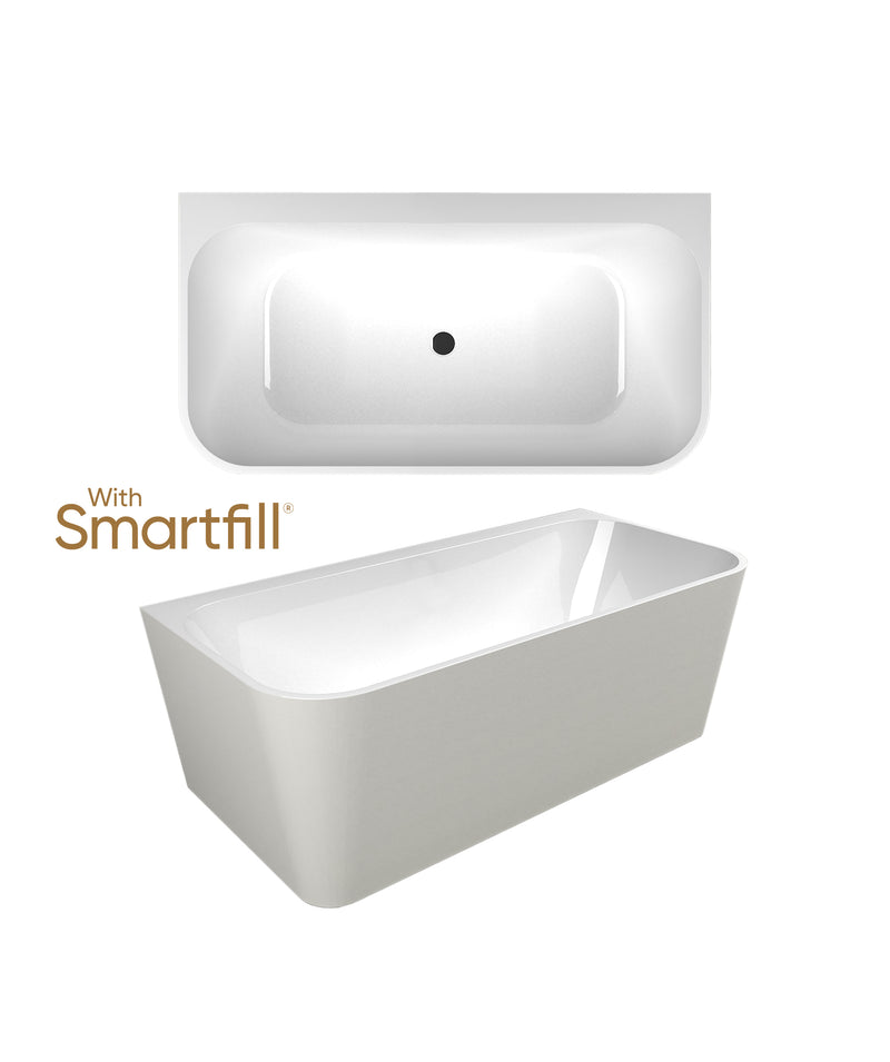 SEIMA Plati 130 - Smartfill System - Back to Wall Bath - 2 Sizes Freestanding Bath with Smartfill system - colour options