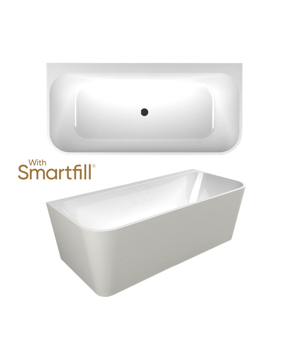 Plati 130 - Smartfill System - Back to Wall Bath - 2 Sizes Freestanding Bath with Smartfill system - colour options