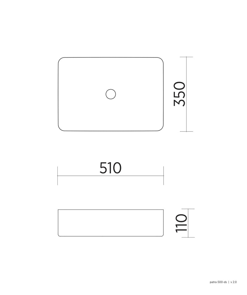 SEIMA Plati 500 Ceramic Above Counter Basin, Rectangular