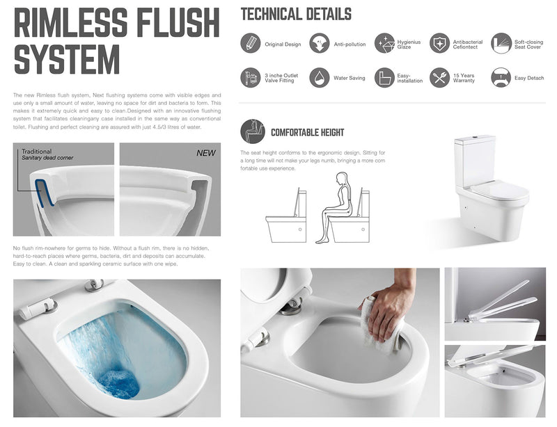 BNK Naga Ascoli Back To Wall Rimless Toilet Suite