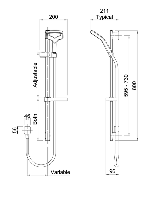 Methven Aurajet Rua Rail Shower (Chrome)