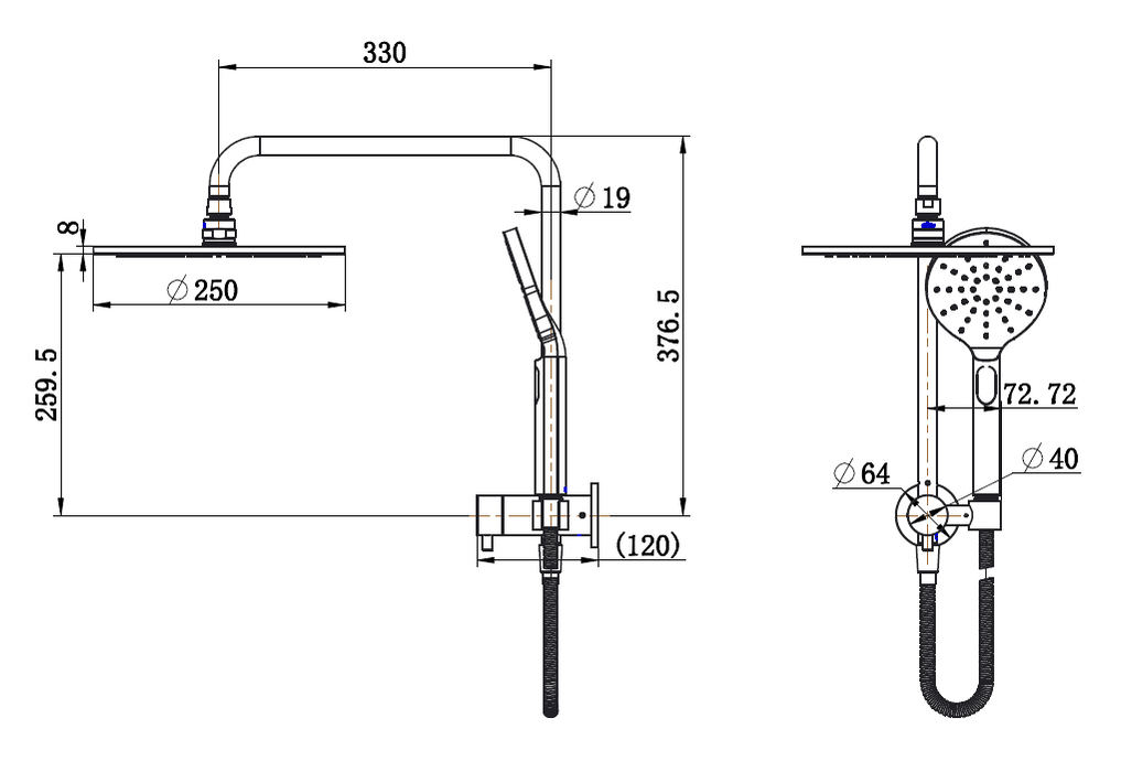 Modern National Star Compact Half Shower Column Set