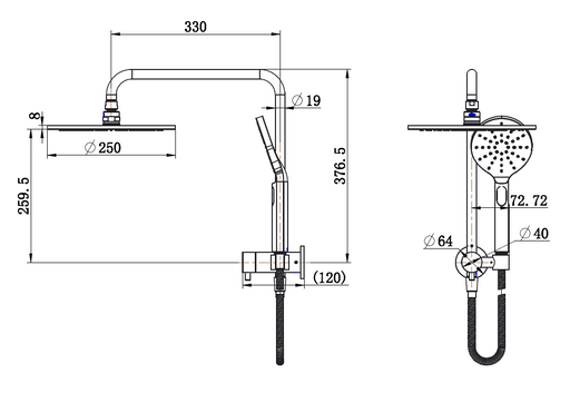 Modern National Star Compact Half Shower Column Set