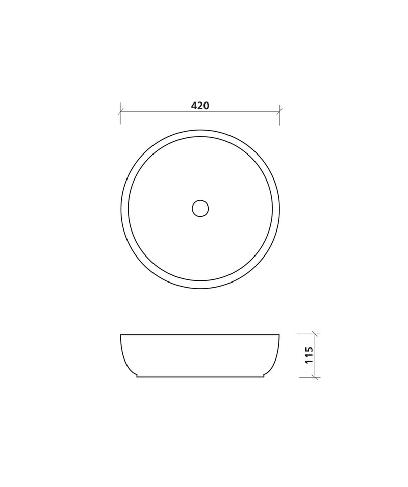 SEIMA Syros 007 Ceramic Above Counter Basin, Round