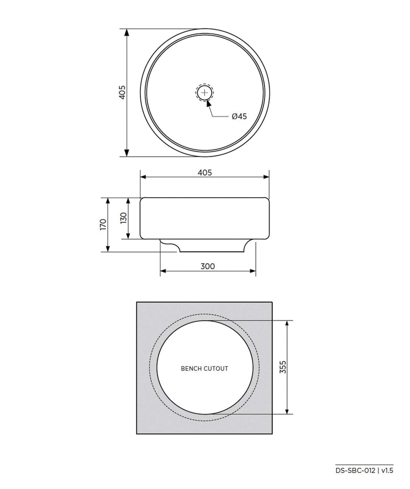 SEIMA Syros 012 Ceramic Above Counter Basin, Round