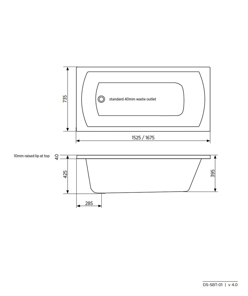 SEIMA Syros 103 Select - 2 sizes Inset bath, optional overflow