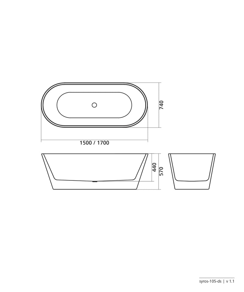 SEIMA Syros 105 - 2 sizes Freestanding bath, integrated overflow