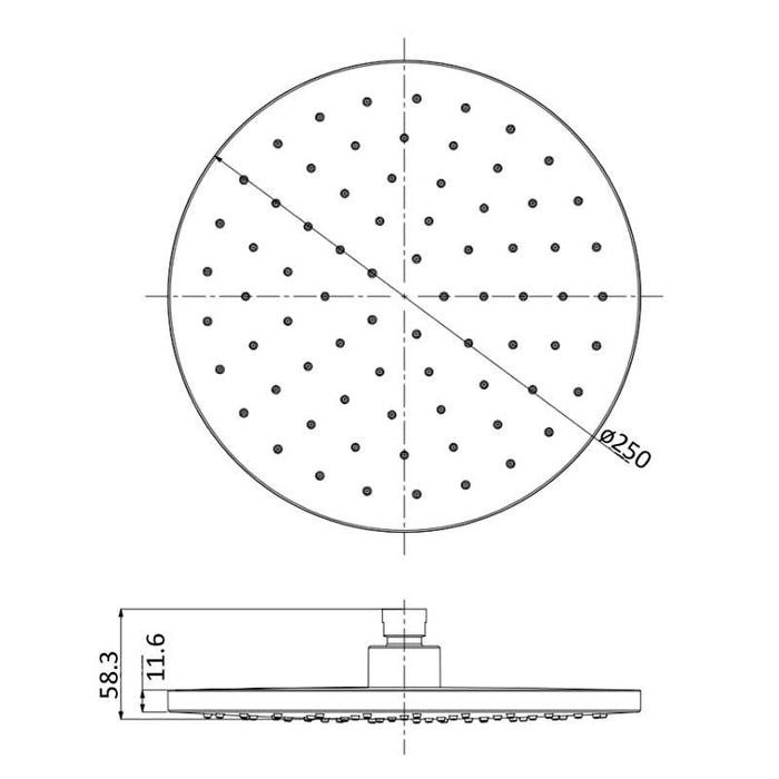 Otus Round Shower Head 250MM Chrome