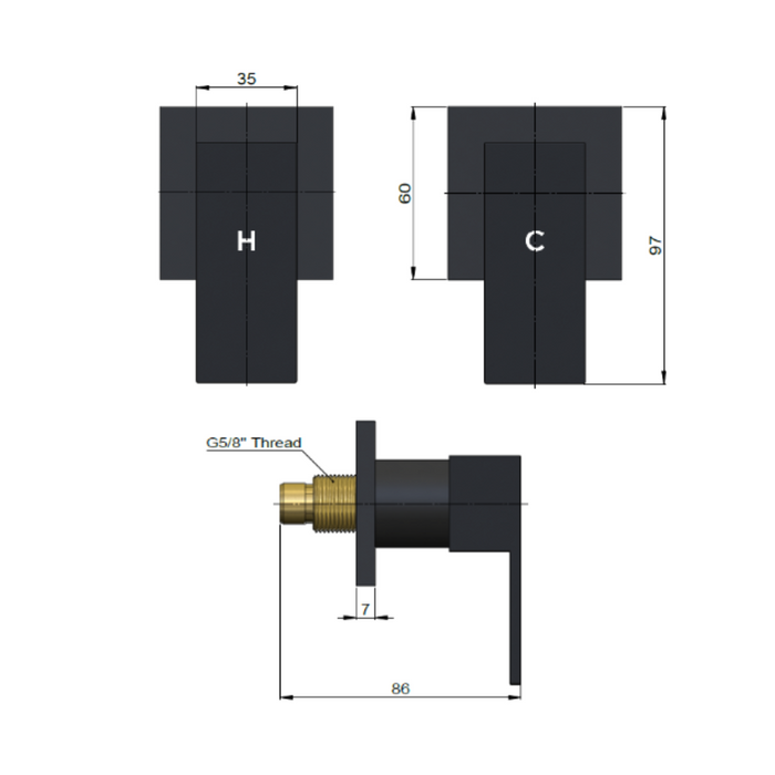 Meir Square Quarter-Turn Wall Top Assemblies