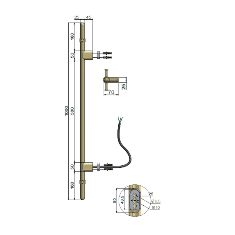 Meir Heated Vertical Towel Rail