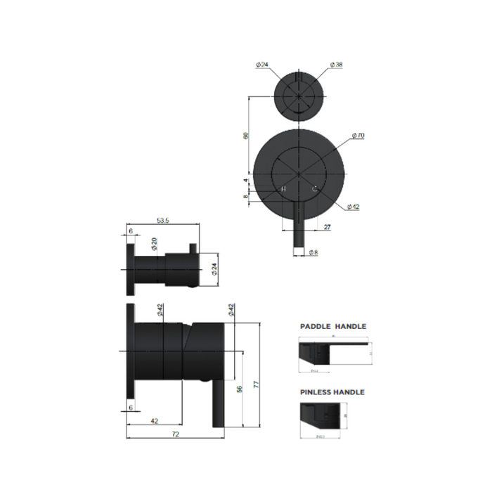 Meir Round Diverter Mixer Paddle Handle Trim Kit (In-wall Body Not Included)