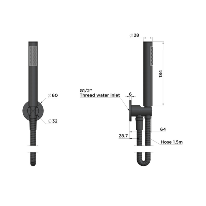 Meir Round Hand Shower on Fixed Bracket