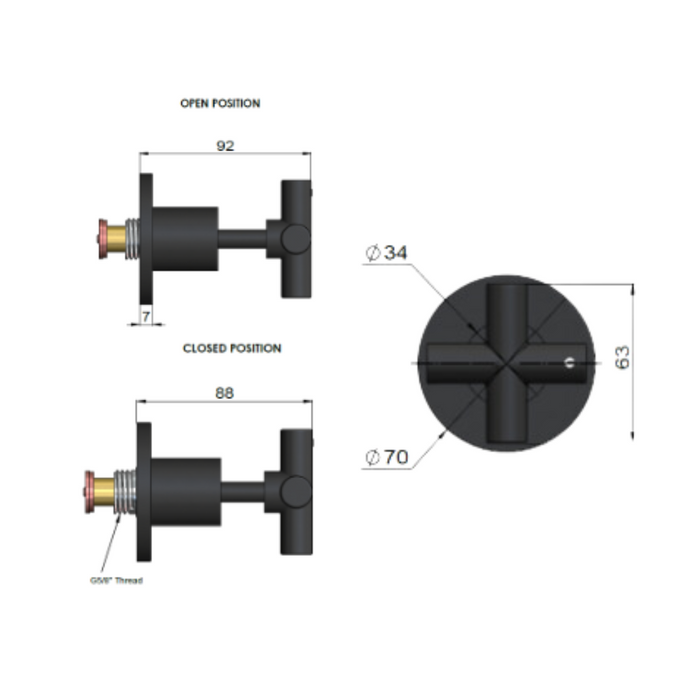 Meir Round Cross Handle Jumper Valve Wall Top Assemblies