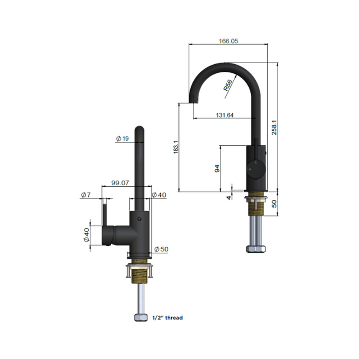 Meir Round Gooseneck Basin Mixer with Cold Start