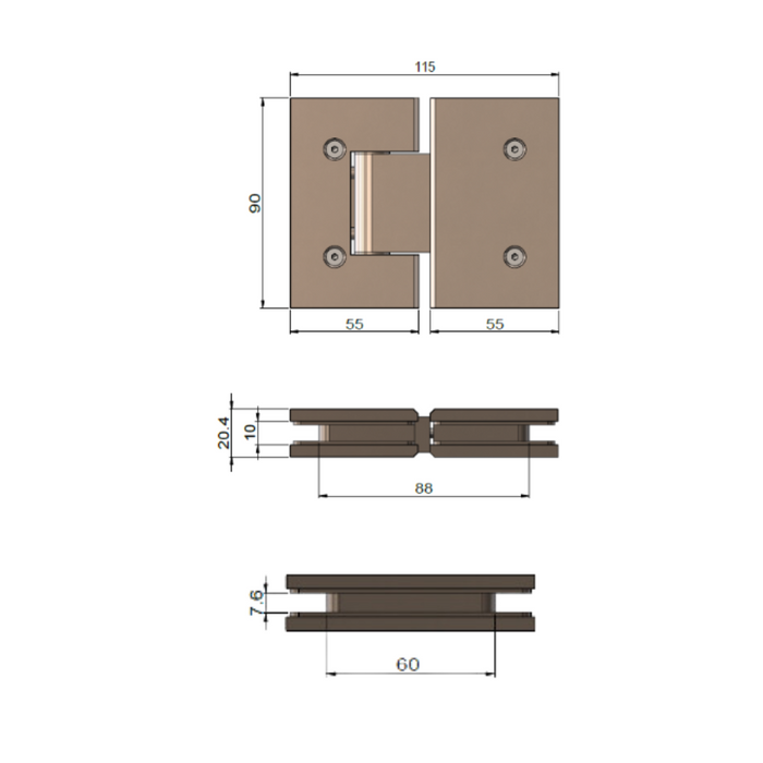 Meir Glass to Glass Shower Door Hinge