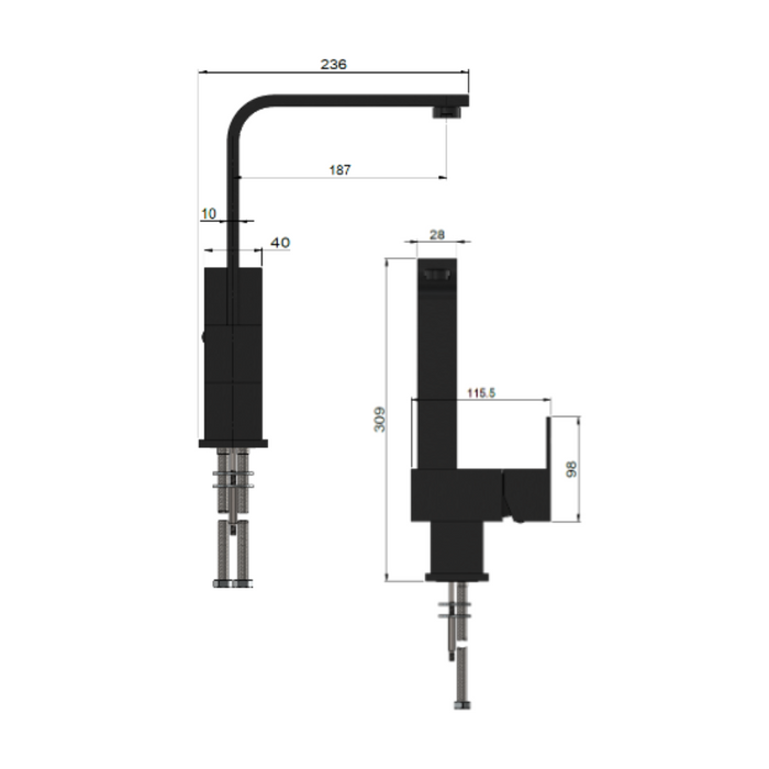 Meir Square Kitchen Mixer Tap