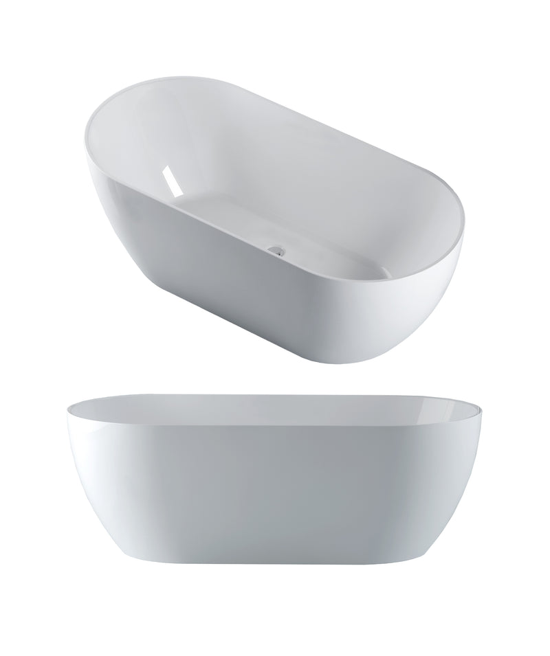 SEIMA Arko 120 - White Gloss - 2 Sizes Freestanding Bath, Optional Overflow