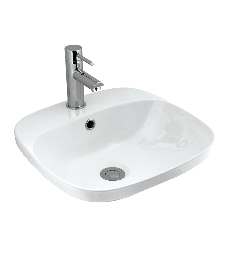 SEIMA Limni 420 Ceramic Inset Above Counter Basin, Rounded Square