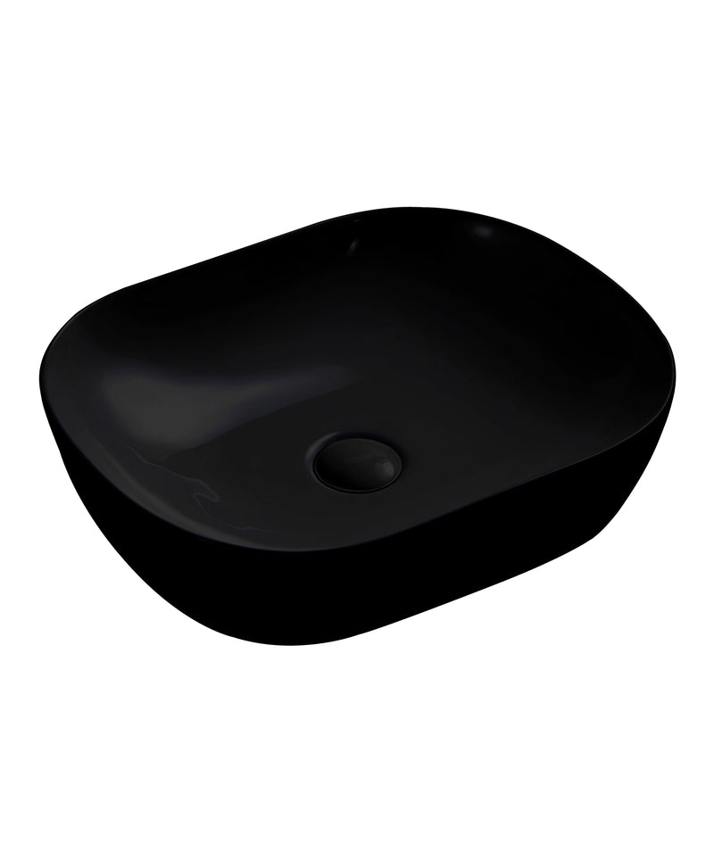 SEIMA Limni 465 Black Silk Matte Ceramic Above Counter Basin, Rounded Rectangle